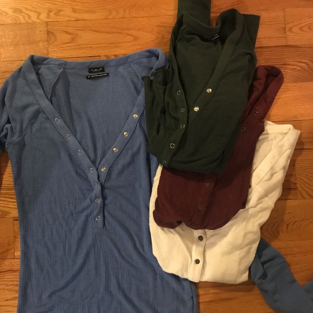 Thin, see thru thermal long sleeve tops.